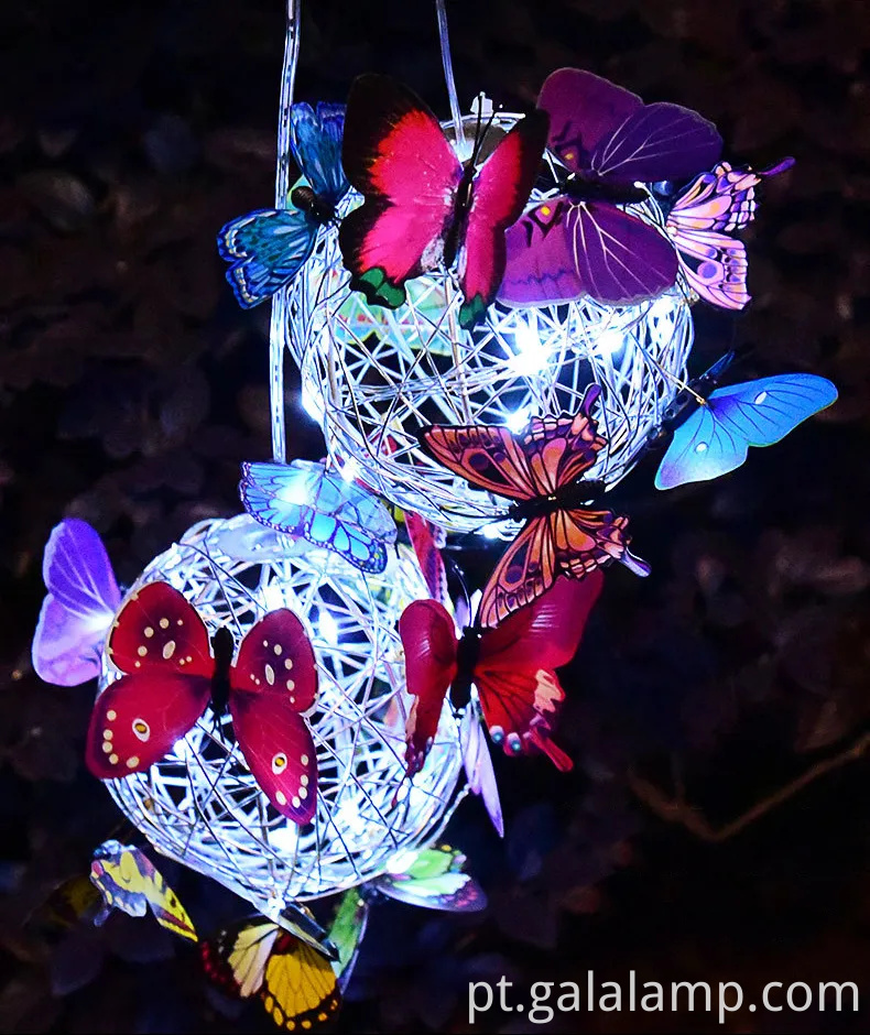 Luzes de cordas de borboleta movidas a solares encantadoras para o ambiente do jardim